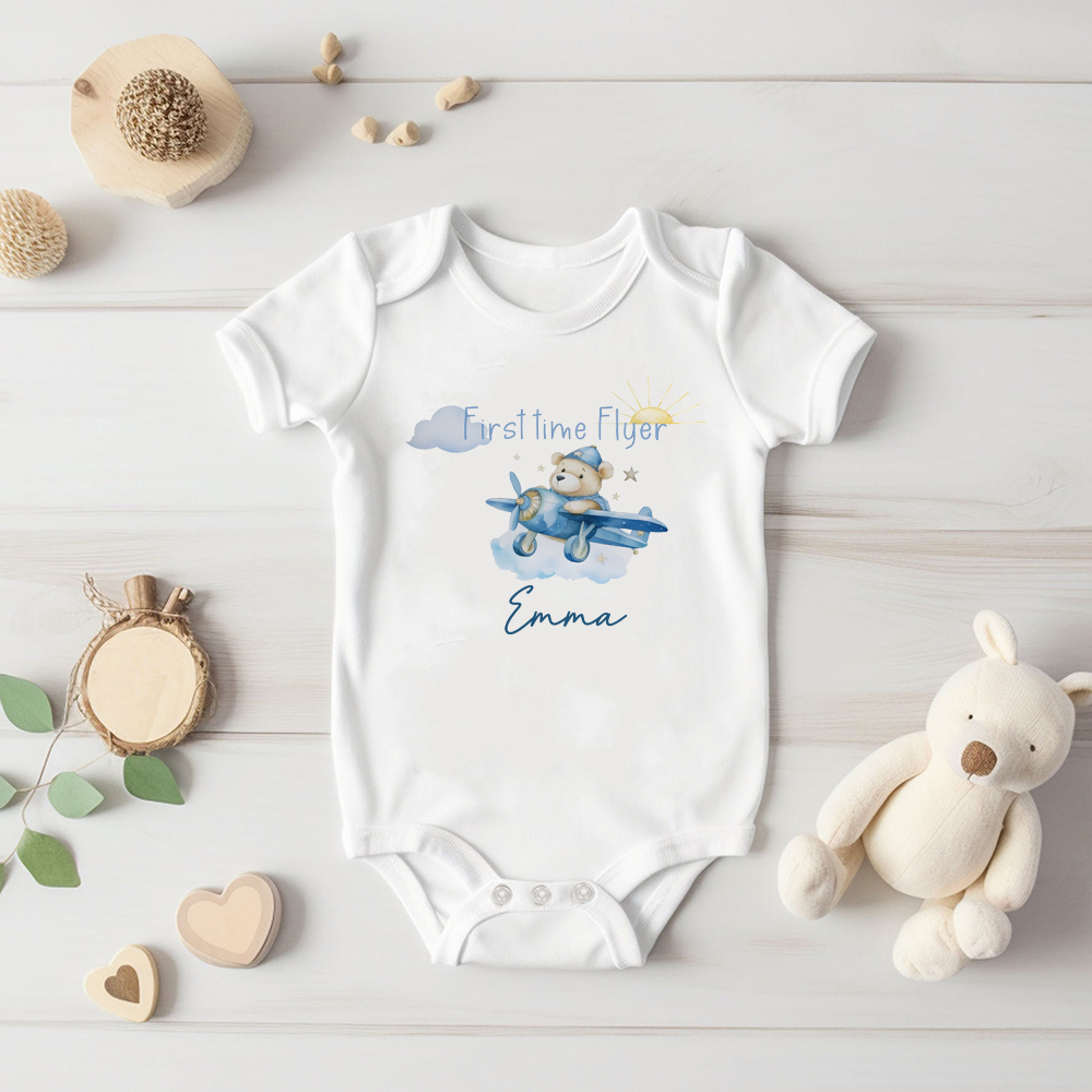 Baby Clothing Names - Custom Name Frist Time Flyer&bear Plane