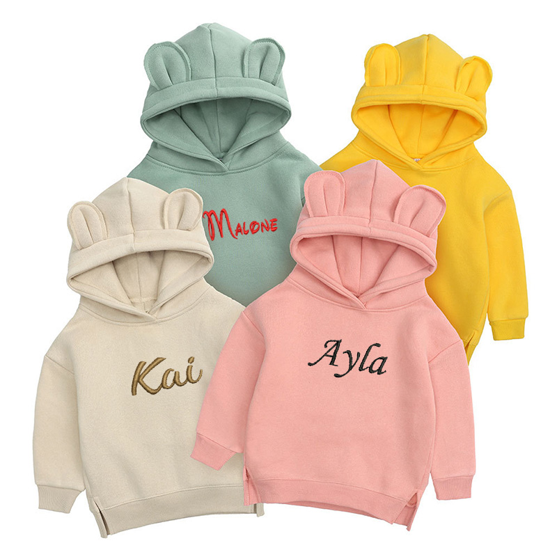Baby Clothing Names - Personalised Embroidery Childrens Bear Hoodie Custom