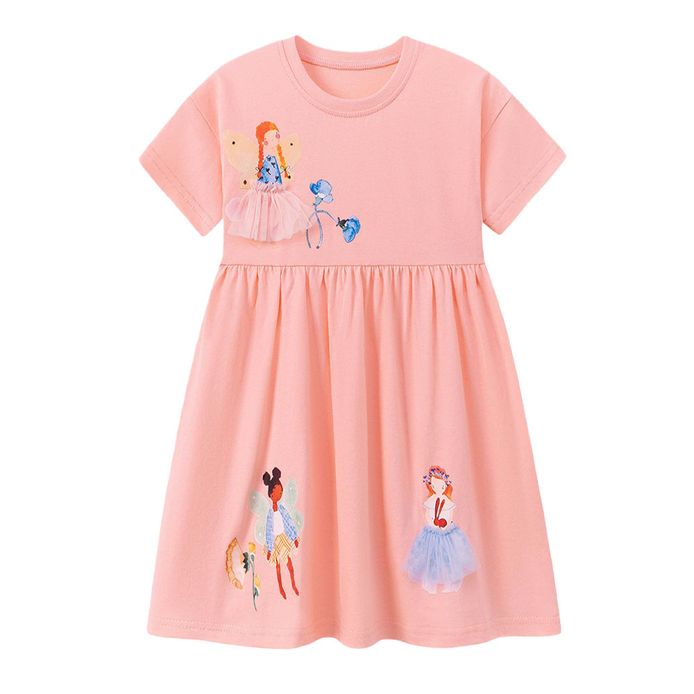 Baby Clothing Drawing - Summer Short Sleeve Girls Dresses Baby