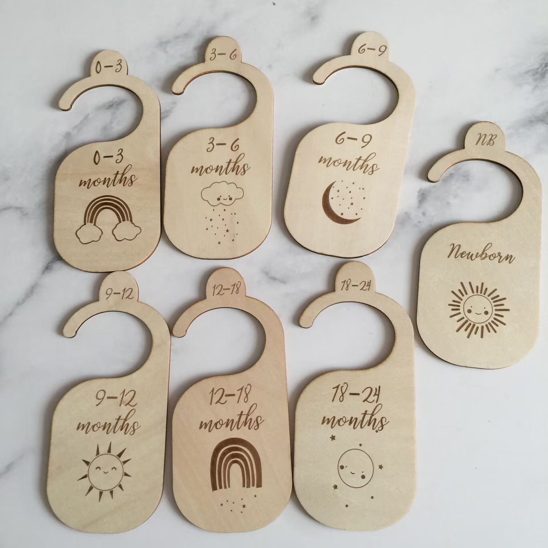 Baby Clothing Hanger Dividers - Wooden Baby Closet Size Divider Organizer