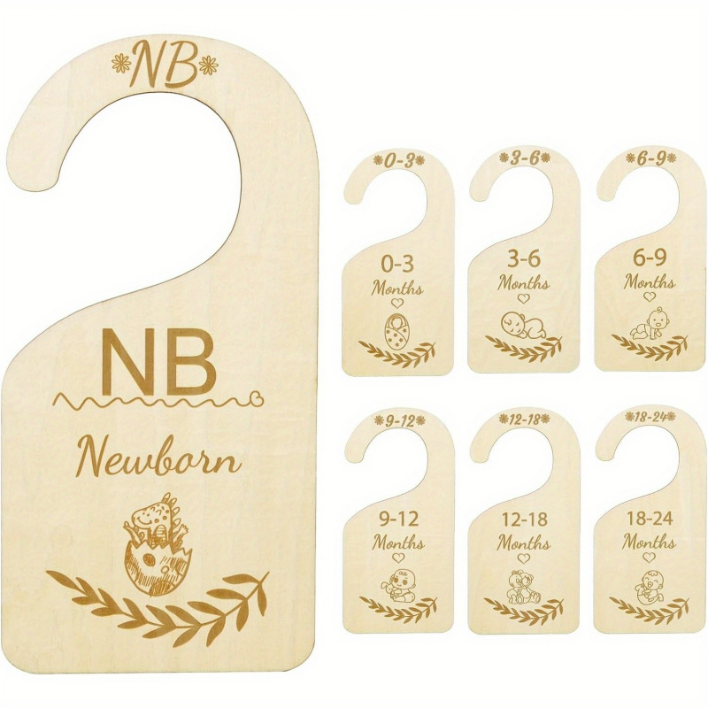Baby Clothing Hanger Dividers - 7pcs Wood Baby Closet Dividers, Clothing