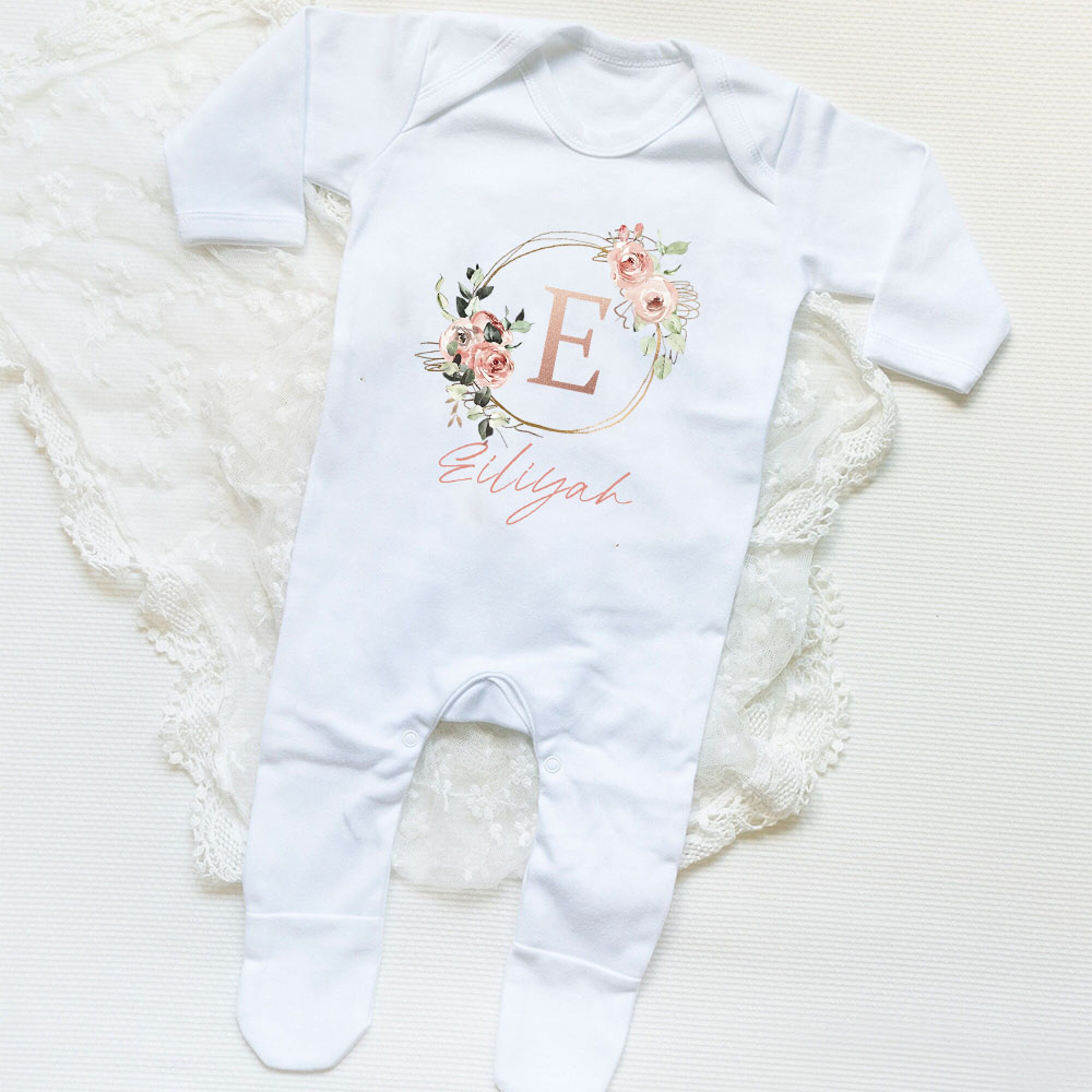 Baby Clothing Names - Personalised Baby Girl Sleepsuit Welcome To