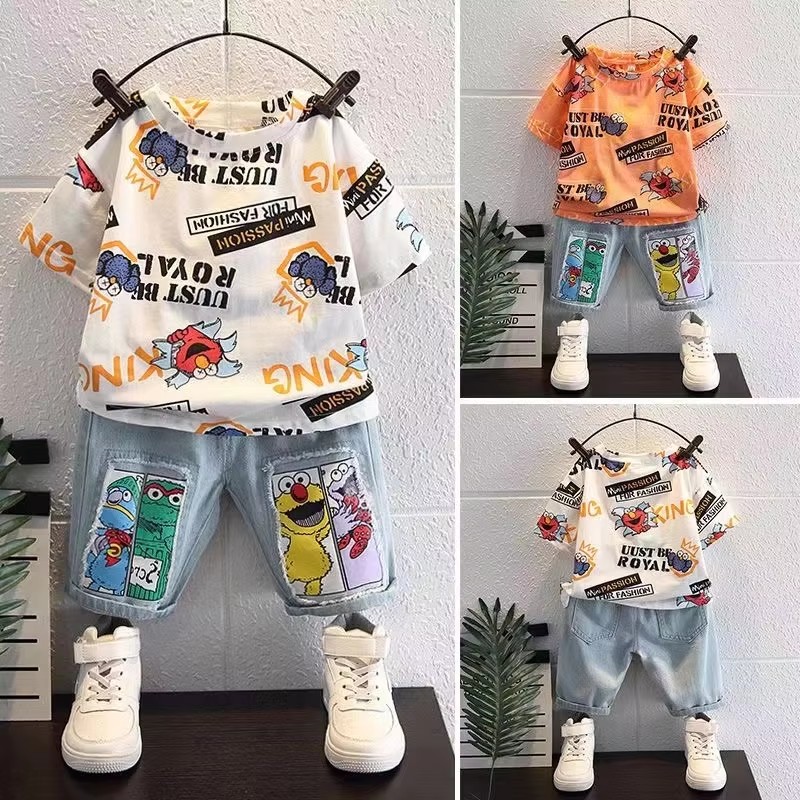 Cute Cartoon Print Short Sleev - Baby Clothing Drawing 评论和价格
