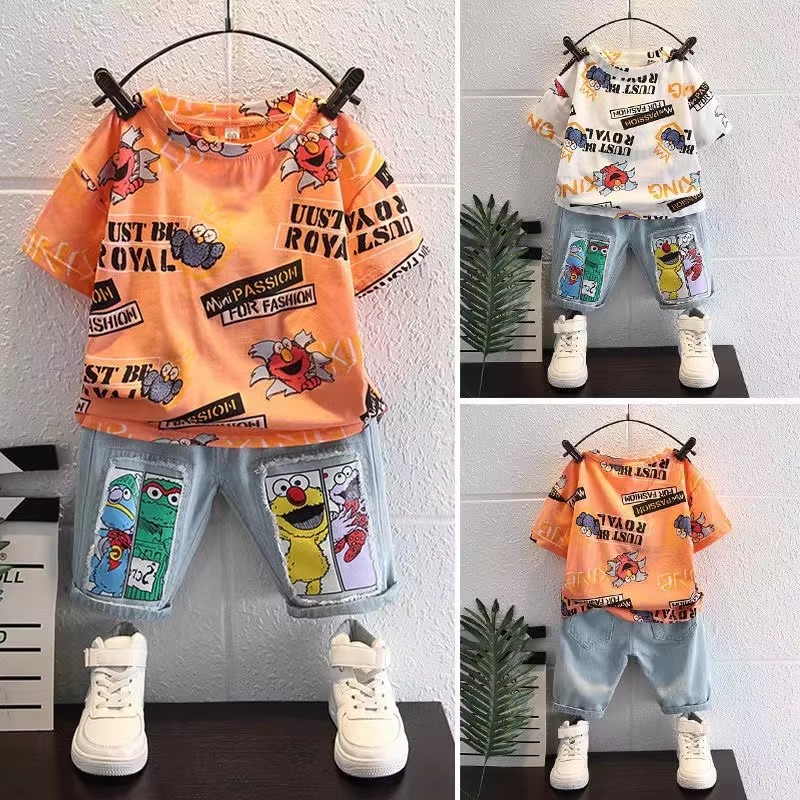 Cute Cartoon Print Short Sleev - Baby Clothing Drawing 评论和价格