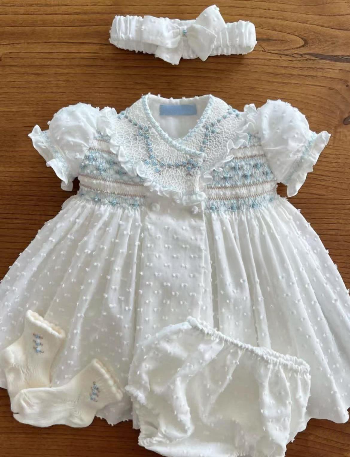 0-12Y Baby Girl Summer Blue Fl - Baby Clothing Embroidery 评论和价格