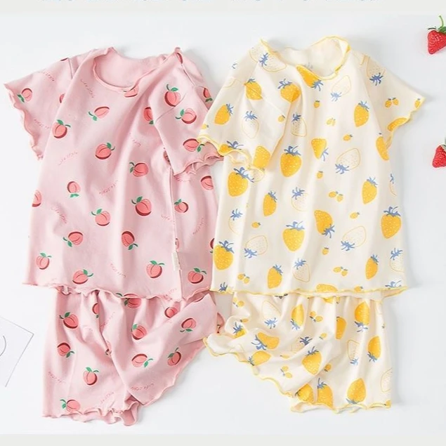 Girls Summer Pajama Set Strawb - Baby Sleep Suit 评论和价格