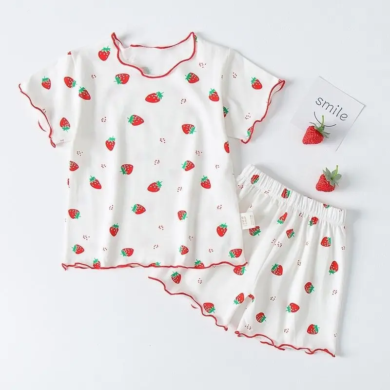 Girls Summer Pajama Set Strawb - Baby Sleep Suit 评论和价格