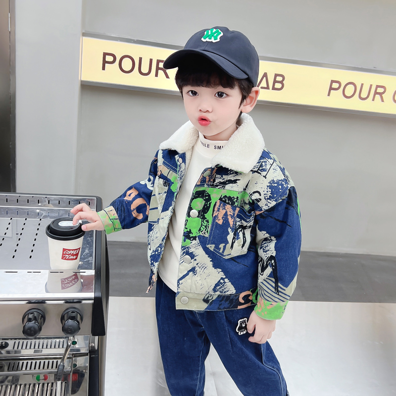 Kids Baby Warm Denim Jacket Pa - Baby Clothing Drawing 评论和价格